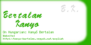 bertalan kanyo business card